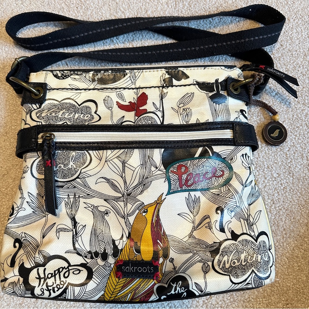 Sakroots Happy & Free peace birds nature Crossbody Bag